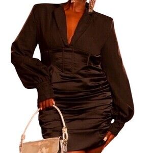 PrettyLittleThing Constructed Corset Waist Blazer Dress Women's Size 20 Black